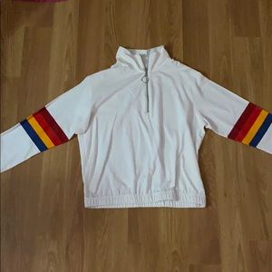White sweatshirt with rainbow sleeve - NEVER WORN